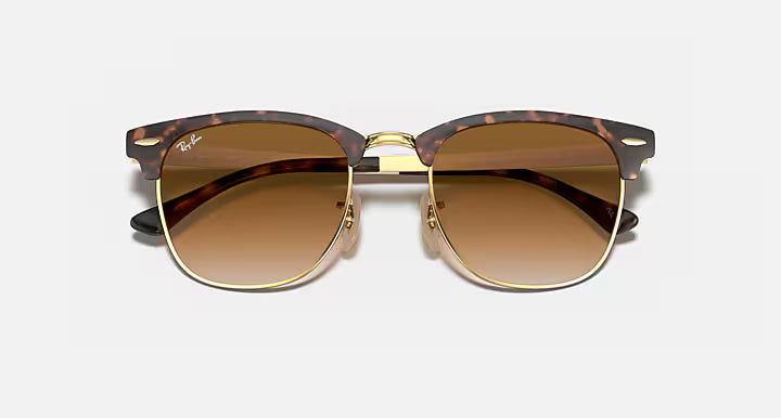 Anteojos de sol Ray-Ban Clubmaster Metal RB3716 talle Standard armazón polished tortoise y lente light brown GRADO B