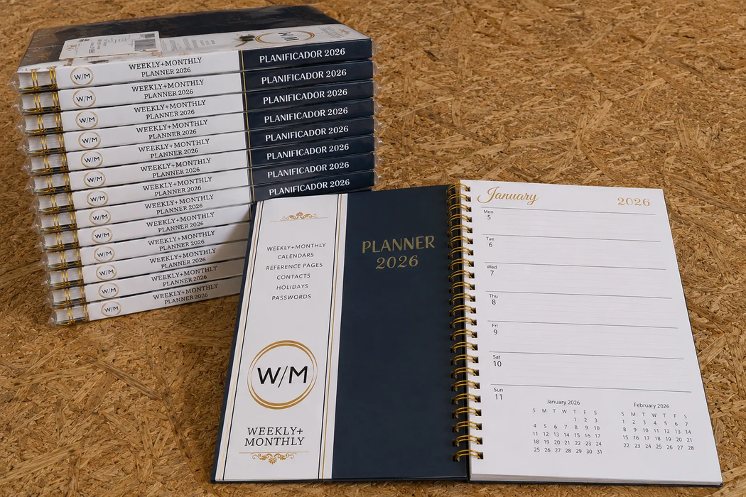 📒 Agenda Planner 2026 Weekly + Monthly LOTE 12 PIEZAS GRADO B