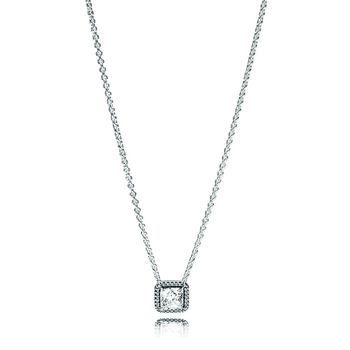 Collar Elegance con Circonita Transparente Cadena Ajustable 45 cm Color Plateado