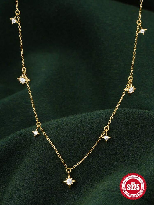 Collar con Colgante de Clavícula y Constelación Color Dorado | Grado B