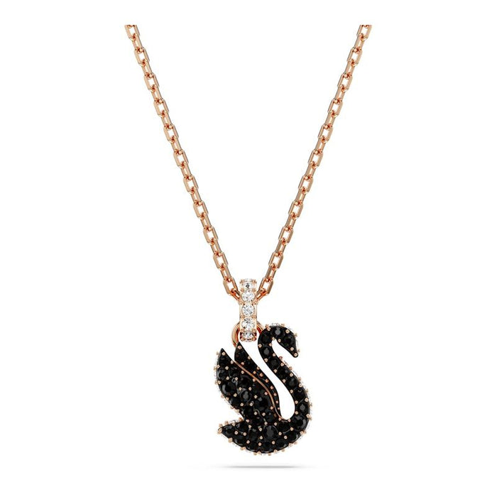 Collar de Cisne Pequeño con Cristales Negros y Kit de Regalo | Grado B