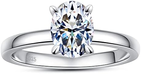 Anillo de Compromiso con Piedra Moissanita de 1 ct Color Plateado | Grado B