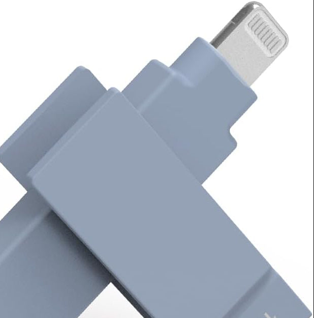 MEMORIA USB DE 1TB PARA IPHONE Y IPAD CON CONECTORES LIGHTNING Y USB-A AZUL