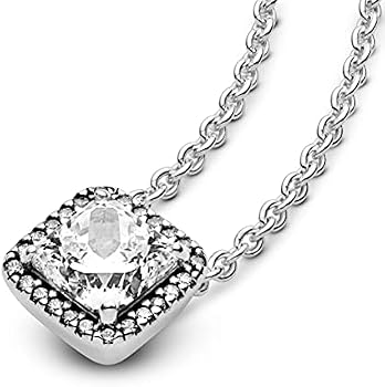 Collar Elegance con Circonita Transparente Cadena Ajustable 45 cm Color Plateado