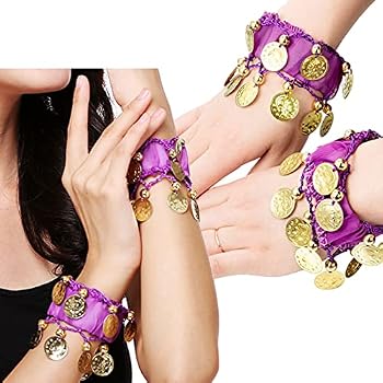 PULSERAS ELÁSTICAS DE GASA PARA LA DANZA VIENTRE CON MONEDAS 1