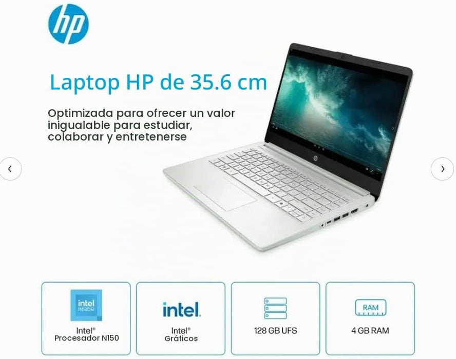 HP 14" Student-Laptop, Intel Processor N150(Up to 3.6GHz) 16GB RAM 256GB Storage(128GB UFC + 128GB Ghost Manta SD Card) Computer with Wi-Fi 6 Win11 Willow Green GRADO A