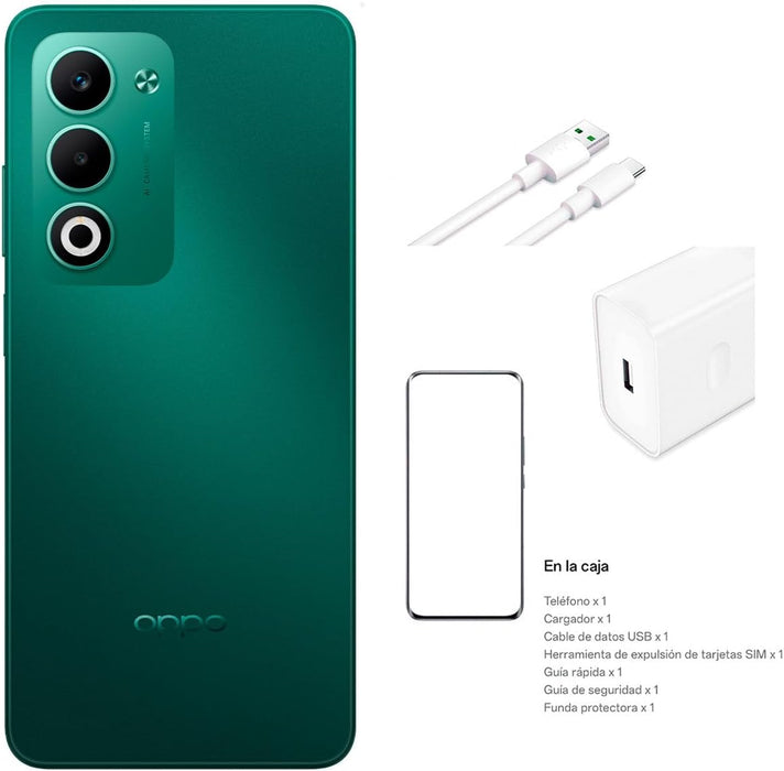 OPPO A5 VERDE AURORA 256 GB + 4GB, CAMARA 50MP + 5MP, BATERI­A DE 5 AÑOS + CARGA RÁPIDA 45W, RESISTENCIA GRADO MILITAR, PANTALLA ULTRABRILLANTE 1000 NITS, AI GRADO A