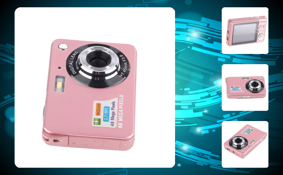 Cámara Digital WiFi Full HD 4K con Pantalla LCD y 64 GB Color Rosa Claro | Grado B