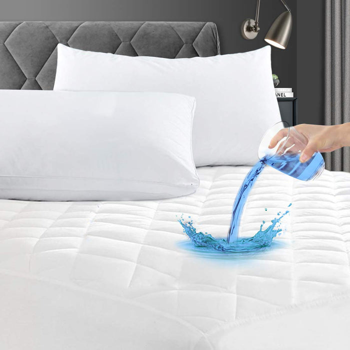 GRT TWIN XL WATERPROOF MATTRESS PAD, 100% WATERPROOF QUILTED FITTED MATTRESS PROTECTOR, NOISELESS HOLLOW COTTON MATTRESS COVER, FITTED 8"-19" DEEP, DUST PROOF 2 GRADO A