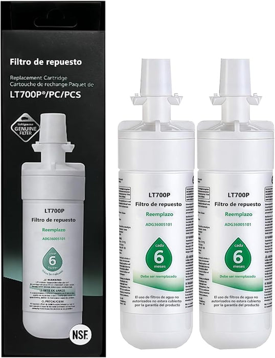 2 PCS FILTRO PARA REFRIGERADOR LG LT700P / ADQ36006101 GRADO A