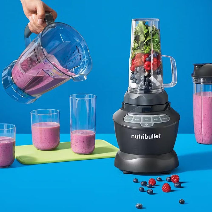 Licuadora Nutribullet 1200 Watts Con Vasos Extra Con Tapas Gris GRADO A