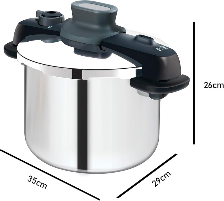 Olla De PresiÃ³n T-fal Compact Easy De Acero Inoxidable Con Capacidad De 8 Litros Con 5 Sistemas De Seguridad Para Cocinar Tranquilamente Es Compacta Segura Y De MÃ¡xima Resistencia P3534447 GRADO B