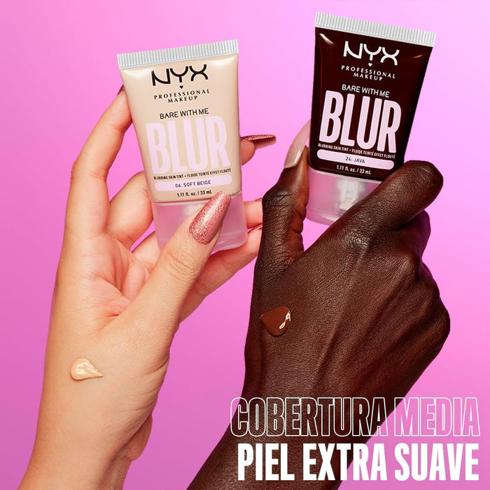 BASE DE MAQUILLAJE NYX BARE WITH ME BLUR MEDIUM DARK 30 ML - 12 MEDIUM DARK GRADO A