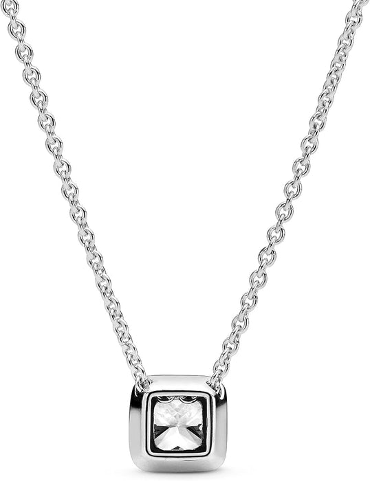 Collar Elegance con Circonita Transparente Cadena Ajustable 45 cm Color Plateado