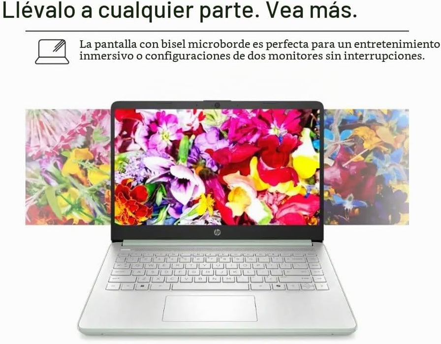 HP 14" Student-Laptop, Intel Processor N150(Up to 3.6GHz) 16GB RAM 256GB Storage(128GB UFC + 128GB Ghost Manta SD Card) Computer with Wi-Fi 6 Win11 Willow Green GRADO A