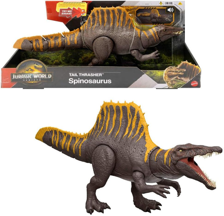Mattel Jurassic World Rebirth Tail Thrasher Spinosaurus Figura De Accion Ataque Y Sonido GRADO B