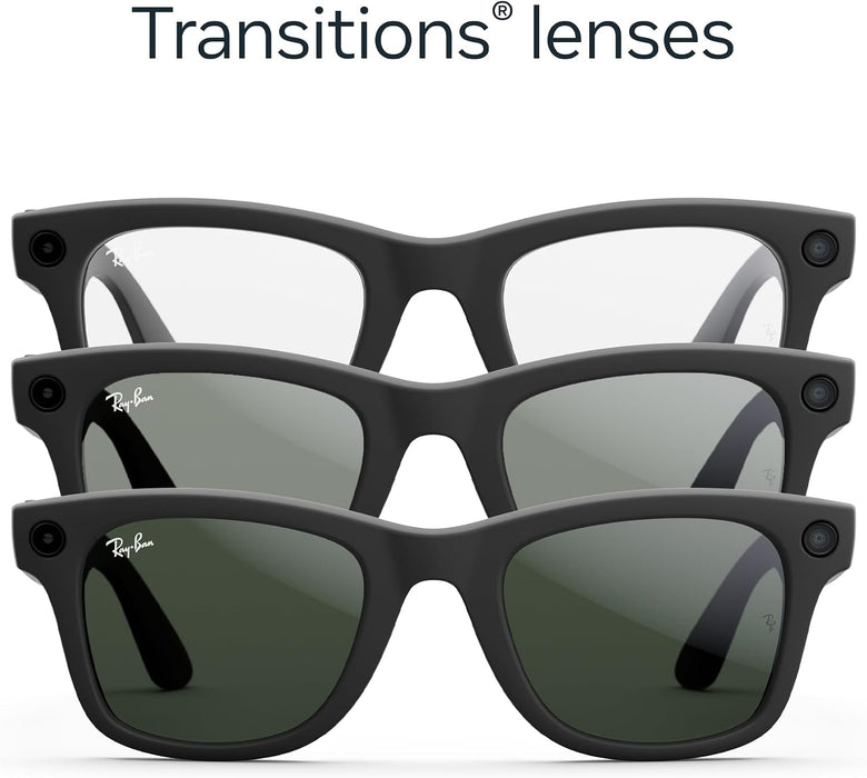 Lentes Inteligentes Ray-Ban Meta Wayfarer | Negro Mate + PHOTO GRAY Claro a Verde Grafito | Cámara 12Mp + Meta Ai + Audio Open-Ear + 32Gb | Grado B
