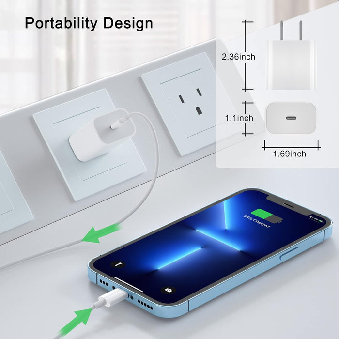 ADAPTADOR 20W TIPO C A LIGHTNING CARGA RÁPIDA COMPATIBLE CON IPHONE GRADO A. - TiendaKomet México
