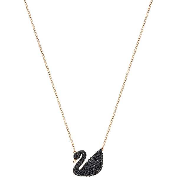 Collar de Cisne Pequeño con Cristales Negros y Kit de Regalo | Grado B