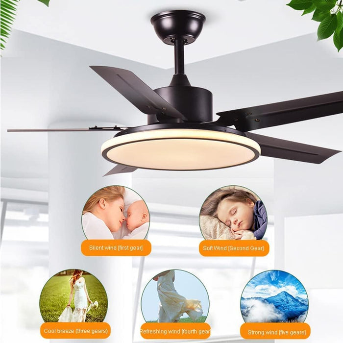 BAVNNRO Ventilador de Techo con Lámpara y Candelabro de Cristal Retráctil de 42 Pulgadas, Reversible, con Control Remoto y Kits de Luz Regulable para Comedor, Sala de Estar y Dormitorio GRADO B