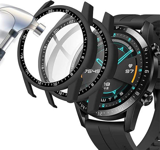 Funda con Protector de Pantalla de Vidrio Templado Compatible con Huawei Watch GT2 de 46 mm, Dureza 9H de 360°, Policarbonato (PC), Color Negro  GRADO A - TiendaKomet México