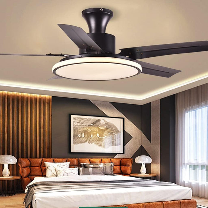 BAVNNRO Ventilador de Techo con Lámpara y Candelabro de Cristal Retráctil de 42 Pulgadas, Reversible, con Control Remoto y Kits de Luz Regulable para Comedor, Sala de Estar y Dormitorio GRADO B