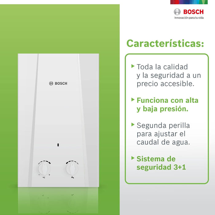 CALENTADOR AGUA INSTANTANEO BOSCH ECO 6 GLP 6 LITROS BLANCO GRADO B