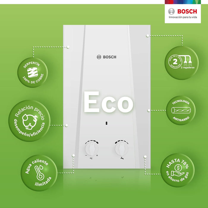 CALENTADOR AGUA INSTANTANEO BOSCH ECO 6 GLP 6 LITROS BLANCO GRADO B