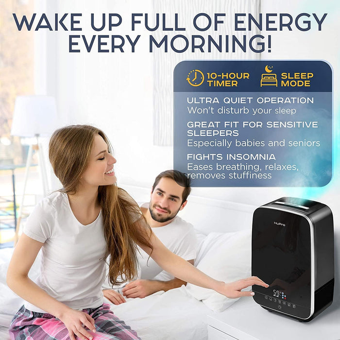 HuPro - 773 Humidificador de Niebla Tibia y Fría de 5.5 L para Dormitorio – Llenado Superior Ultrasónico, Silencioso ≥30 dB, Control Remoto, 24–40 H de Funcionamiento, Humidistato, Aceite Esencial, Apagado Automático, Bebé GRADO A