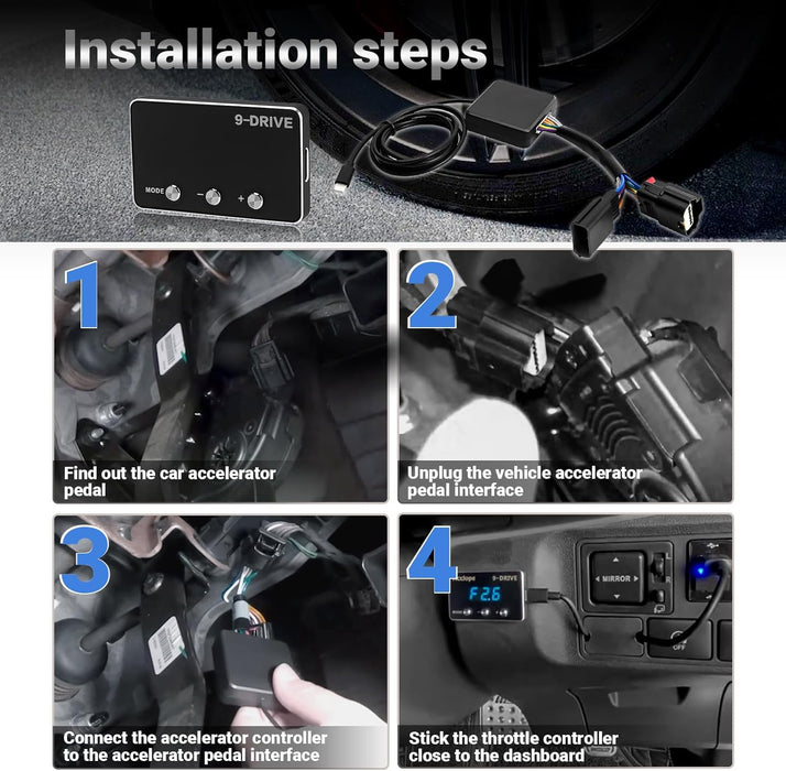 Controlador de respuesta del acelerador 9 modos de conducción, controlador de aceleración electrónica automotriz compatible con Dodge Challenger Ram Cherokee KK Wrangler JK Maserati Ghibli GRADO B
