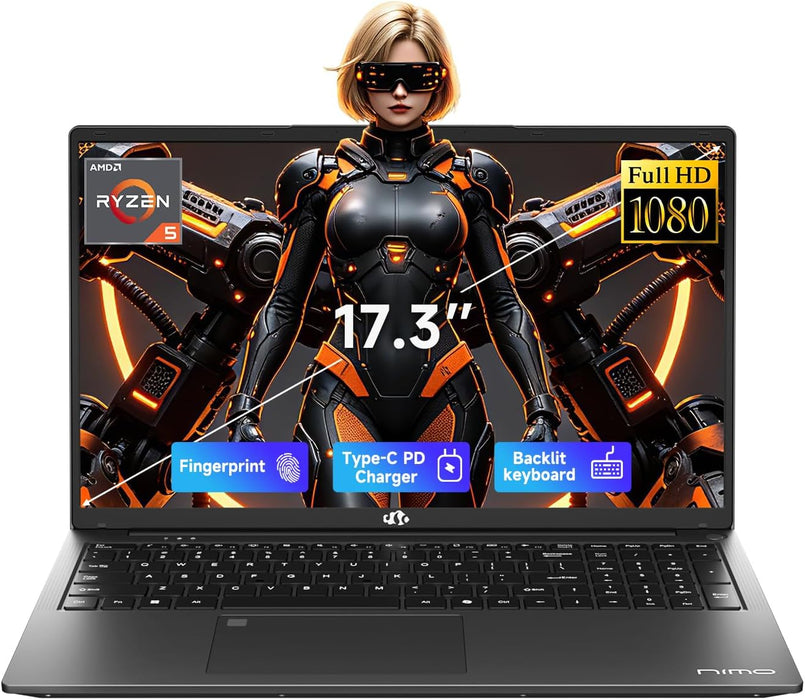 Laptop Nimo 17.3 Pulgadas | Amd Ryzen 5 6600H | 32Gb Ram + 1Tb Ssd | Grado B (Raya Vertical En Pantalla, 100% Funcional)