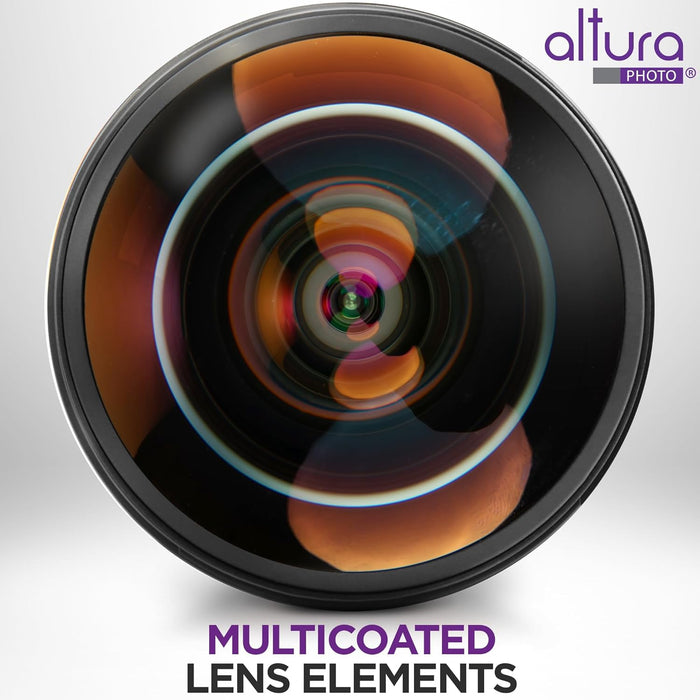 Altura Photo 8mm f/3.0 Professional Wide Angle Lens Aspherical Fisheye for Canon EOS 90D 80D 77D Rebel T8i T7 T7i T6i T6s T6 T100 SL2 SL3 DSLR Cameras with EF Mount GRADO B