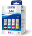 Pack 4 Tintas Epson T544 Originales (Negro, Cian, Magenta, Amarillo) | Kit T544520-4P para EcoTank L3110, L3150, L3210, L3250 GRADO B - TiendaKomet México