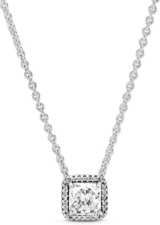 Collar Elegance con Circonita Transparente Cadena Ajustable 45 cm Color Plateado