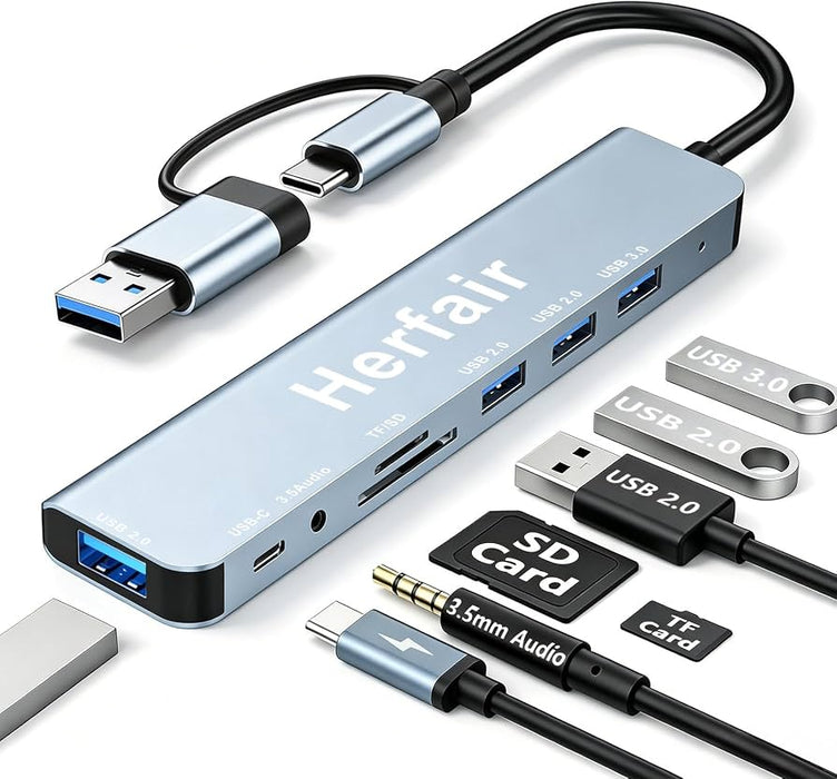 Hub USB C 8 en 1 con HDMI 4K Lector SD y Carga PD 100W para MacBook | Grado B