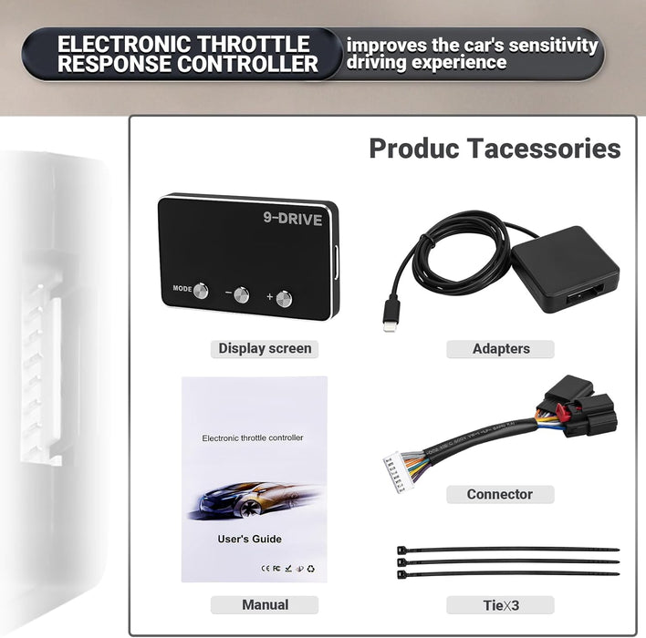 Controlador de respuesta del acelerador 9 modos de conducción, controlador de aceleración electrónica automotriz compatible con Dodge Challenger Ram Cherokee KK Wrangler JK Maserati Ghibli GRADO B