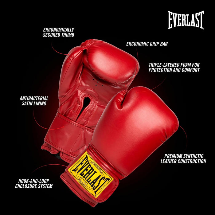 GUANTES DE BOXEO AVANZADOS DE 1910 WORLDWIDE EVERLAST 14OZ ROJO GRADO A