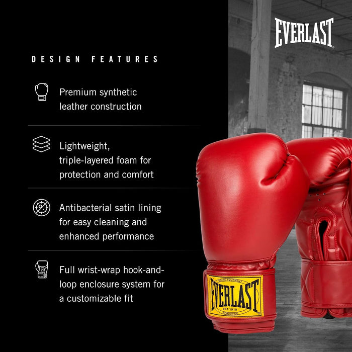 GUANTES DE BOXEO AVANZADOS DE 1910 WORLDWIDE EVERLAST 14OZ ROJO GRADO A