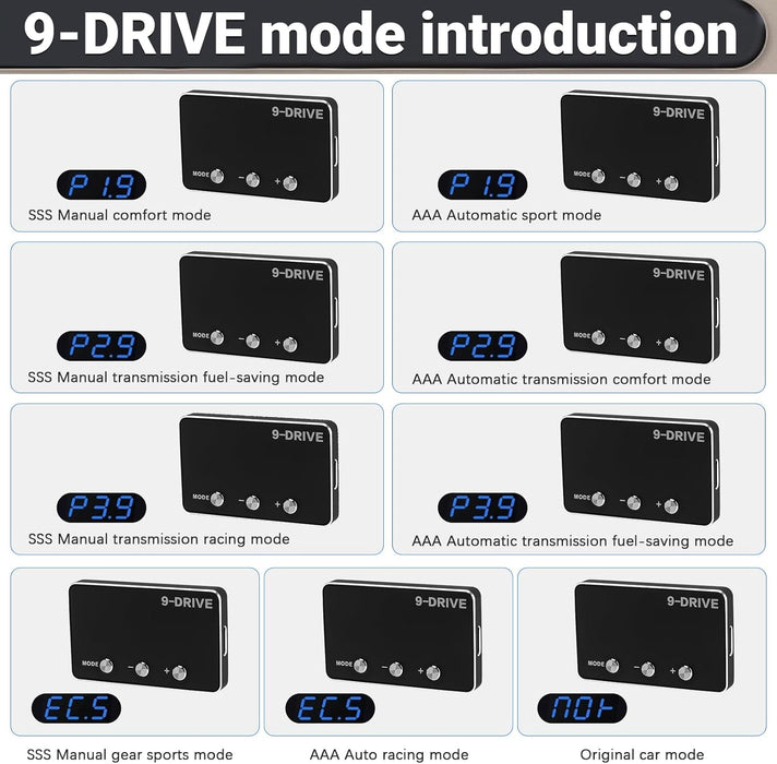 Controlador de respuesta del acelerador 9 modos de conducción, controlador de aceleración electrónica automotriz compatible con Dodge Challenger Ram Cherokee KK Wrangler JK Maserati Ghibli GRADO B