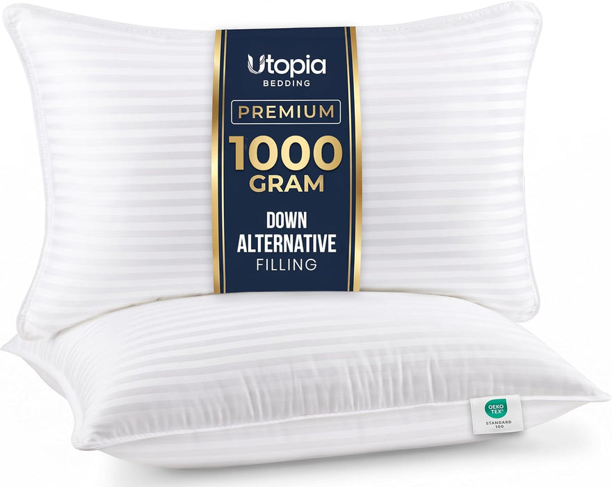 Juego de 2 Almohadas Utopia Bedding King Size Blancas Calidad Hotelera - GRADO B