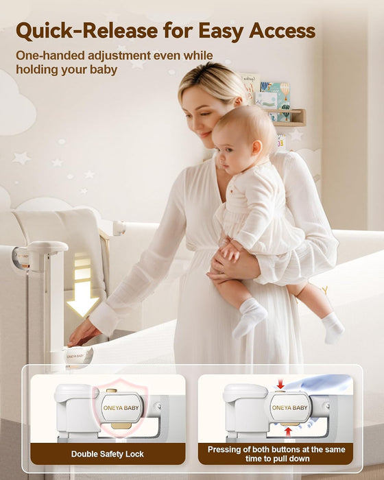 barandilla De cama Para Niños Reforzada 60 Pulgadas Ajustable en altura extra alta gris con estrellas - Grado A - seguridad infantil