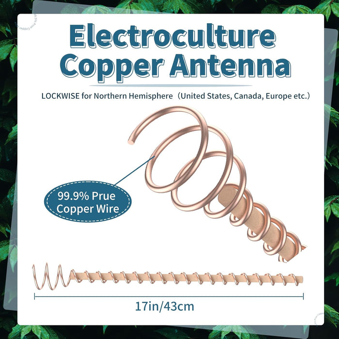 Electroculture - Juego de antenas de bobina de cobre de 17 pulgadas de largo para cultivar jardín GRADO B