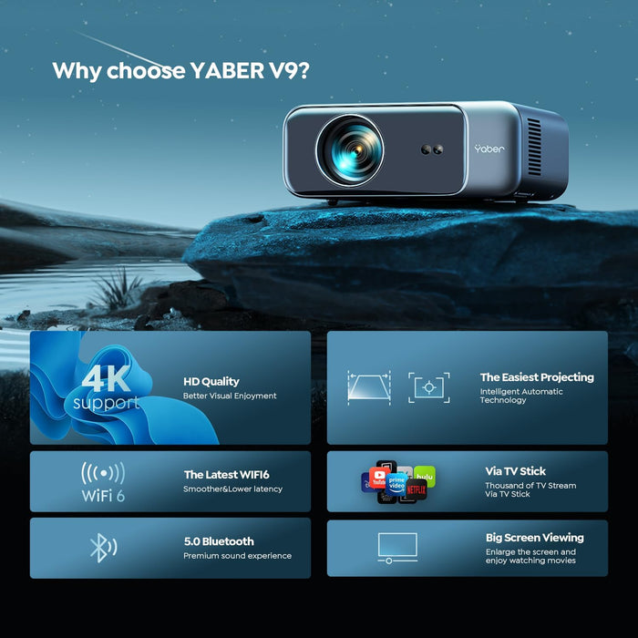 [Proyector] YABER Pro V9 600 ANSI Native 1080P WiFi 6 Blueto GRADO A