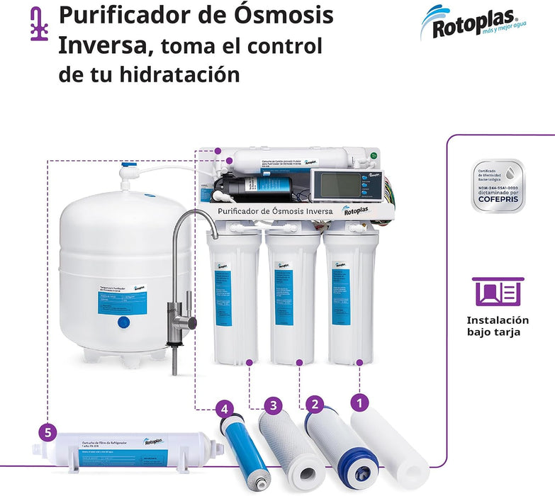 PURIFICADOR AGUA OSMOSIS INVERSA ROTOPLAS 5 ETAPAS BLANCO GRADO B
