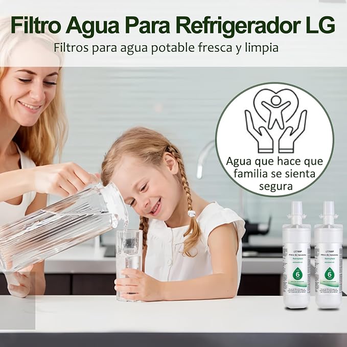 2 PCS FILTRO PARA REFRIGERADOR LG LT700P / ADQ36006101 GRADO A