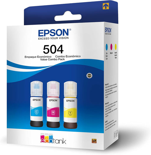 TINTAS EPSON PACK X3 ECOTANK T504 CIAN MAGENTA AMARILLO GRADO A. - TiendaKomet México