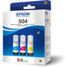 TINTAS EPSON PACK X3 ECOTANK T504 CIAN MAGENTA AMARILLO GRADO A. - TiendaKomet México