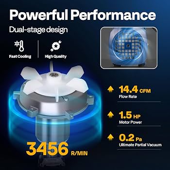 VIVOHOME 110V 1/2 HP 5CFM Bomba de vacío para HVAC de 2 etapas y kit de juego de manómetros de CA de 4 vías con detector de fugas R134a, R12, R22, R502, R410a GRADO B