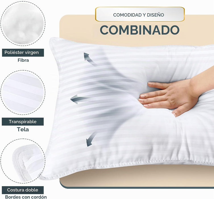 Juego de 2 Almohadas Utopia Bedding King Size Blancas Calidad Hotelera - GRADO B