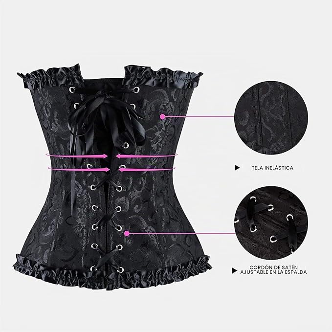 CORSÉ COLUMBIA FAJA CORSETTE VICTORIANO CORSET CON BORDADO GRADO B